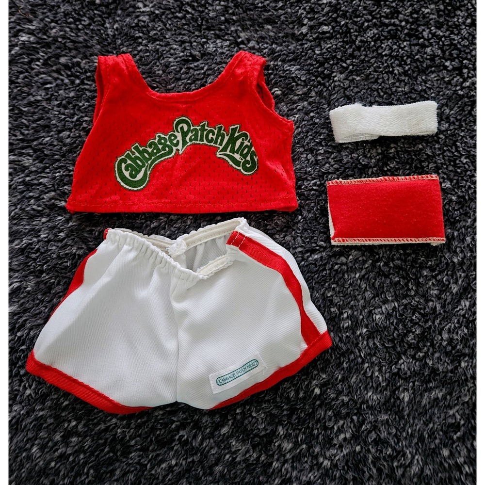 Cabbage Patch Kids Doll Outfit 16" Red White Good Vintage 80s Sporty Track Set